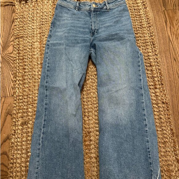 MANGO Wide Leg Cut-Off Jeans Sz. 8 - Picture 7 of 7